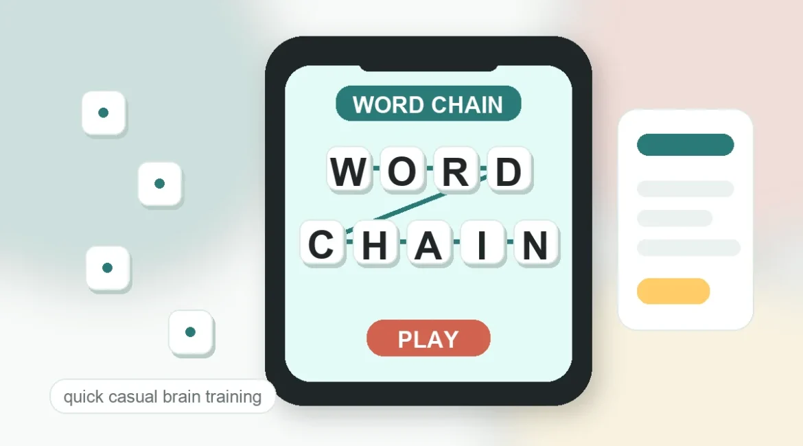Clean word chain game screen with WORD and CHAIN letter tiles